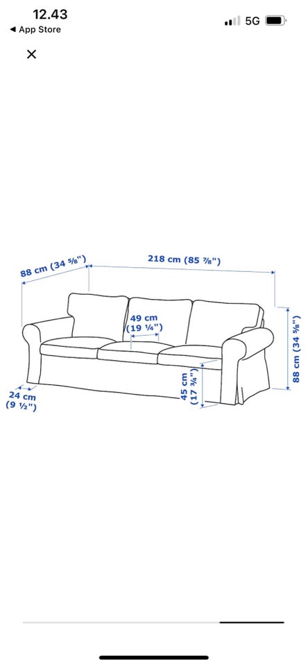 Sofa, bomuld, 3 pers.