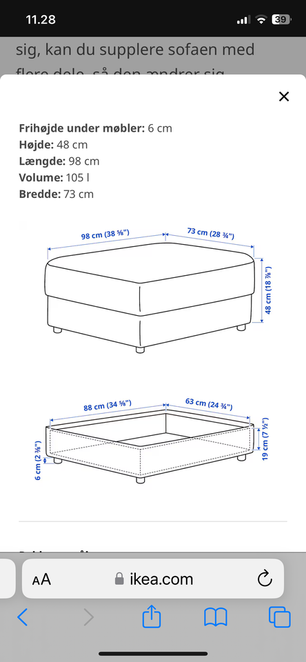 Sovesofa Vimle b: 190 l: 241