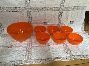 Glas 7 Orange Skåle Tysk håndværk