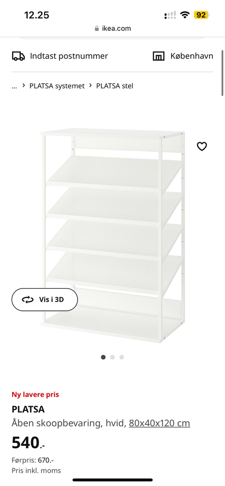 Anden reol Ikea  b: 80 d: 40 h: 120
