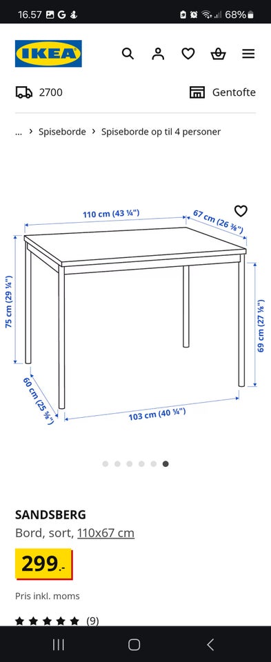 Køkkenbord, IKEA SANDSBERG