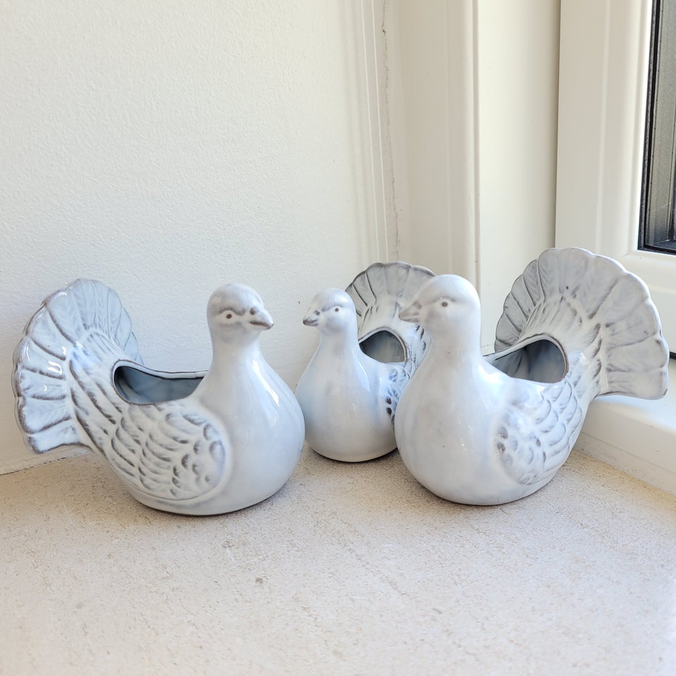 Skål vase stage Tre hvide duer