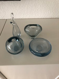 Glas 4 vaser og skål Holmegård