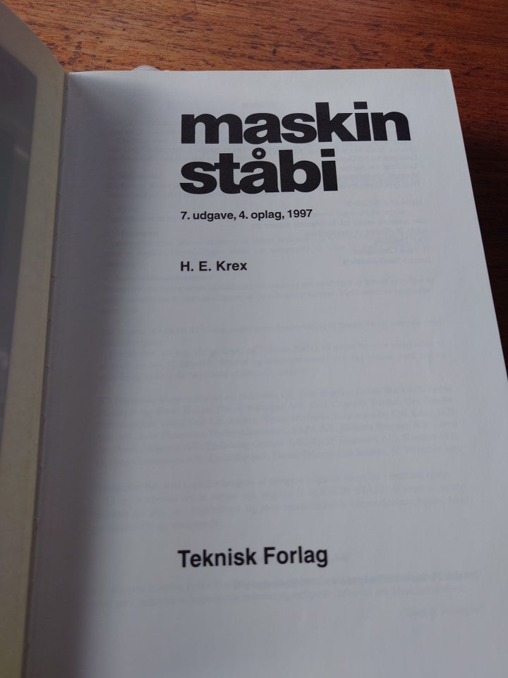 Maskin ståbi, H. E. Krex, emne: