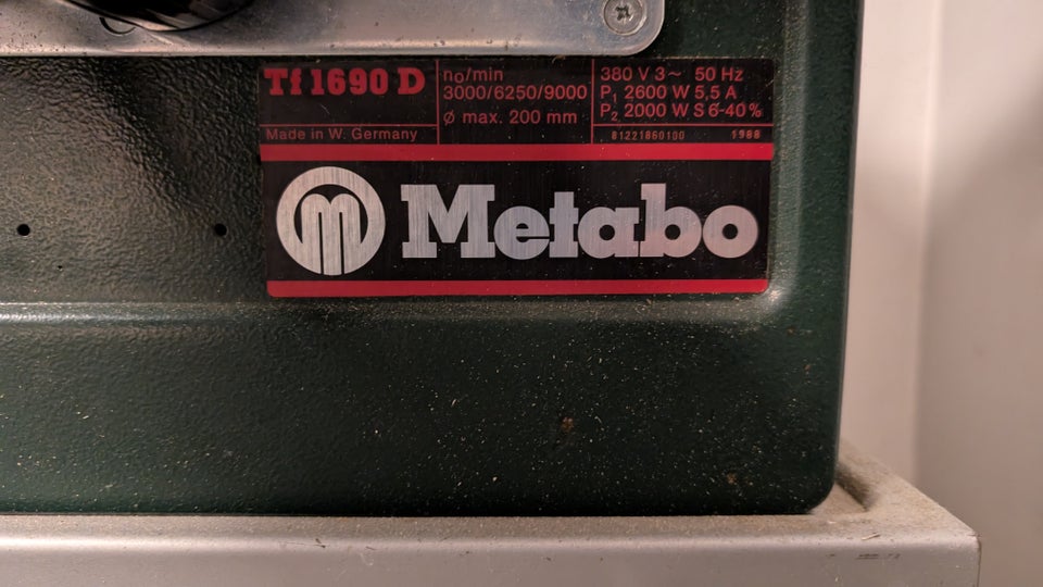 Bordfræser, Metabo Magnum TI 1690 D