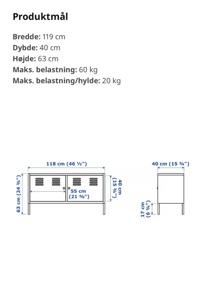 Andet skab Ikea PS b: 119 d: 40 h: 63