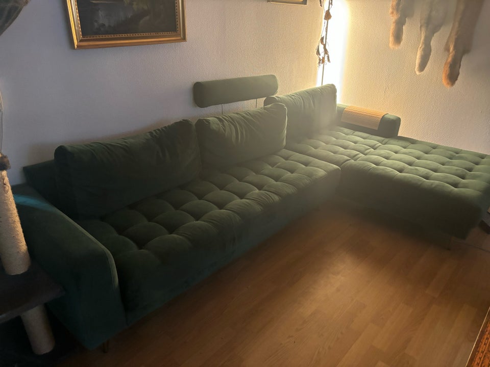 Hjørnesofa velour 3 pers