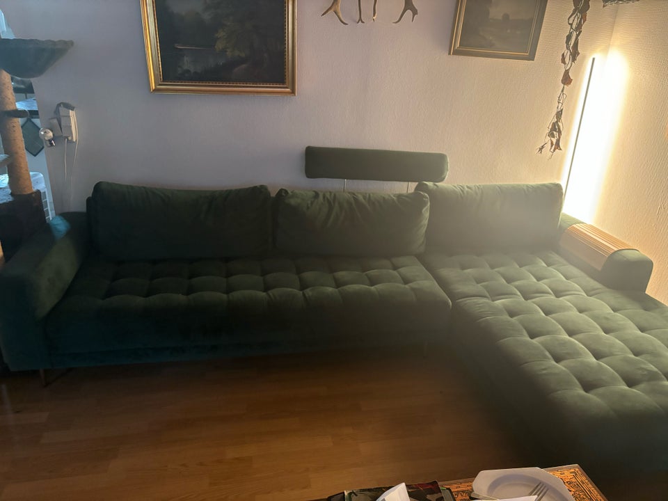 Hjørnesofa velour 3 pers