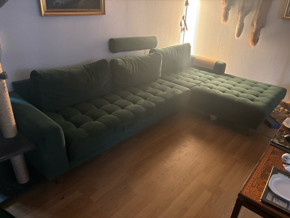 Hjørnesofa velour 3 pers