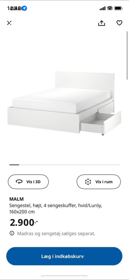 Dobbeltseng, Ikea, b: 160 l: 200