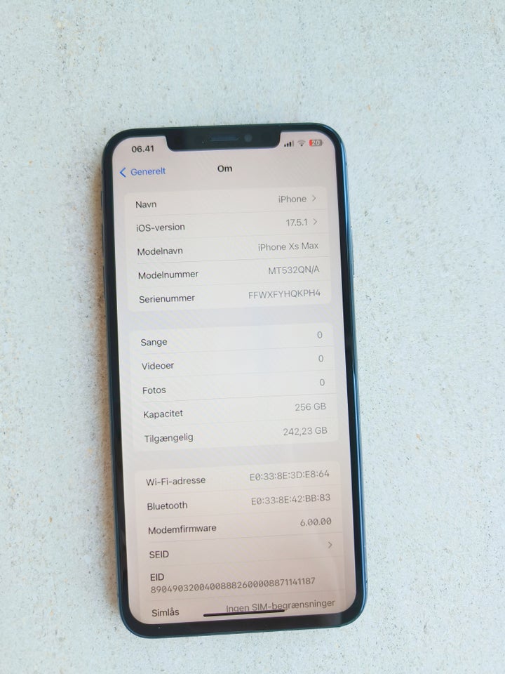 iPhone XS Max, 256 GB, hvid