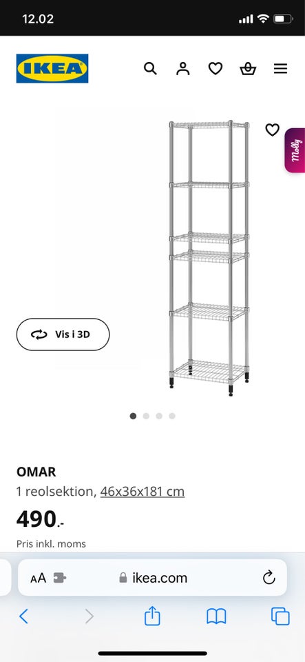 Reol, IKEA Omar reol, b: 46 d: 36 h: