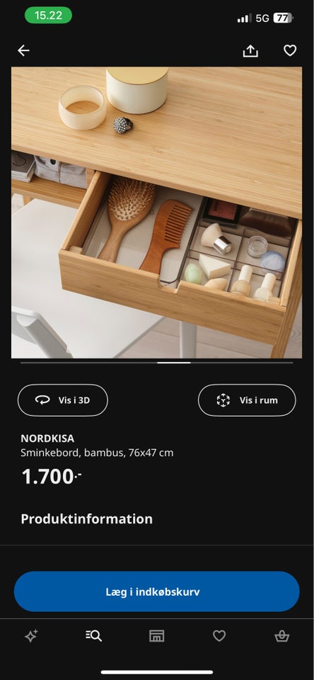 Skrivebord, IKEA NORDKISA, b: 76 d: