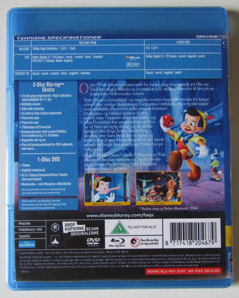 Pinocchio DVD tegnefilm