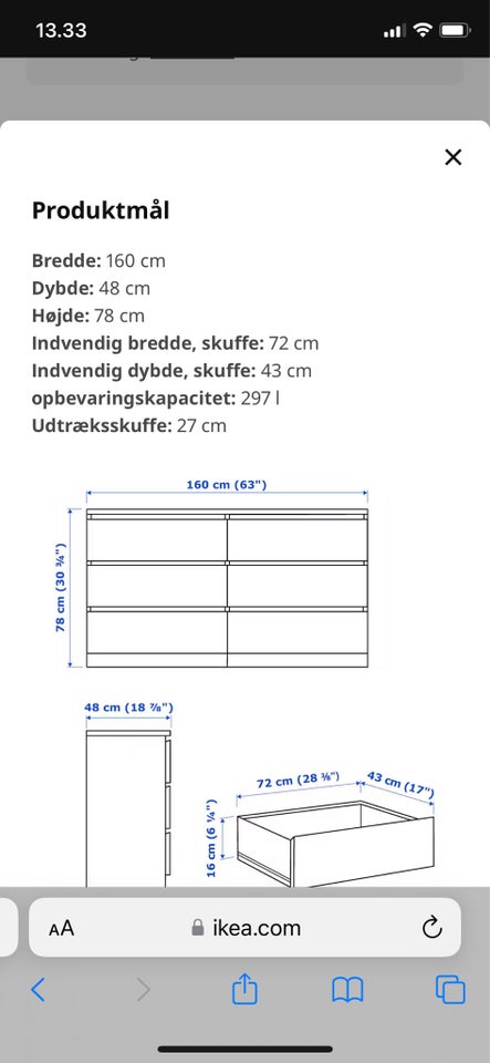 Kommode, andet materiale, b: 160 d: