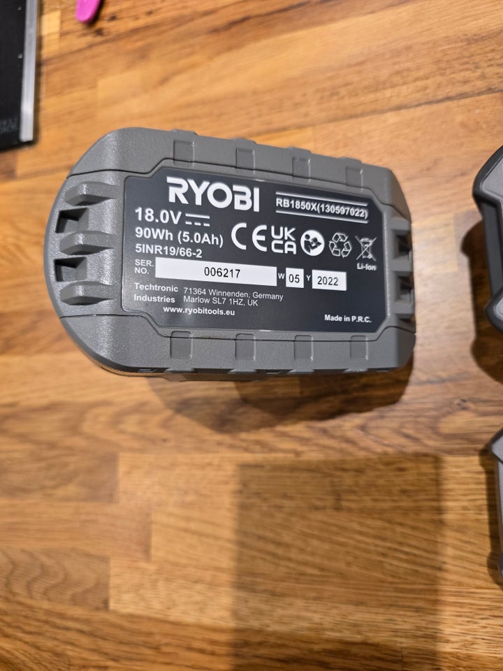 Batteri, Ryobi One+ 18V batteri