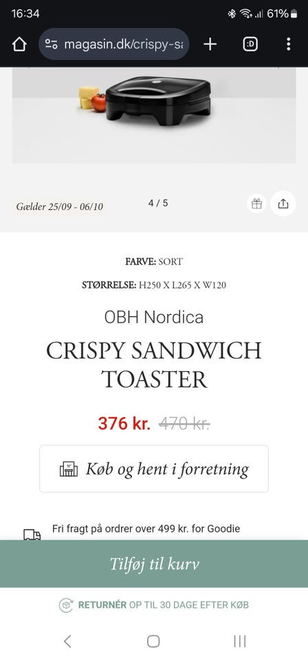 OBH Nordica Sandwich Toaster