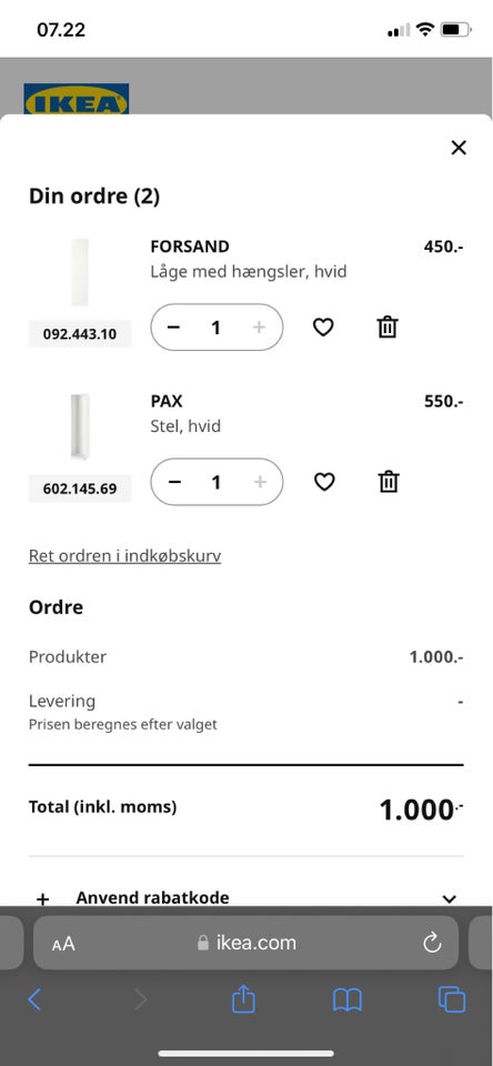 Garderobeskab, Ikea PAX, b: 50 d: 35