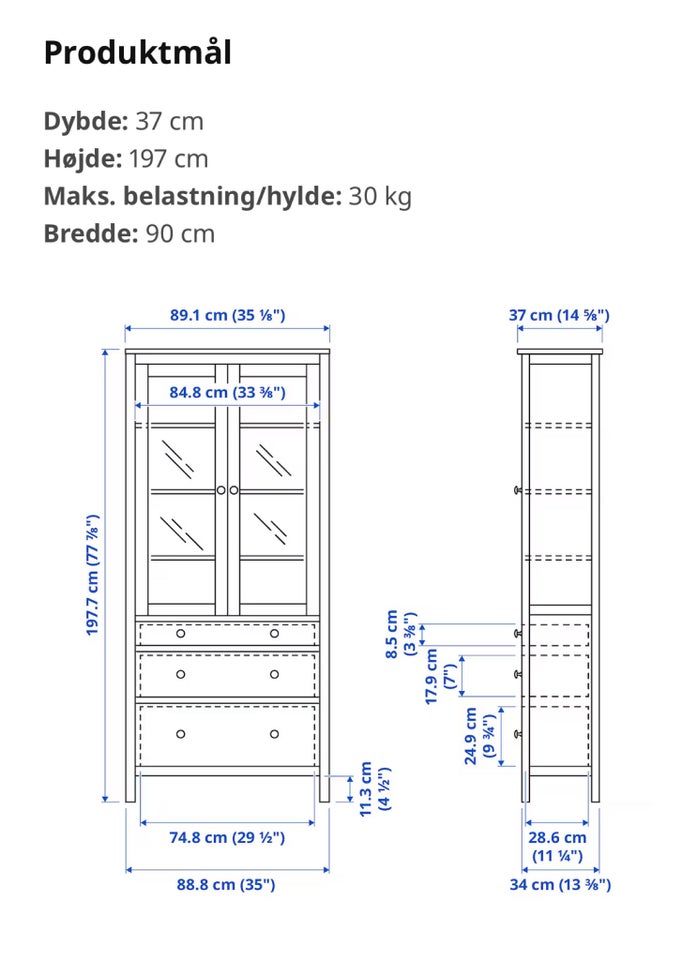 Vitrineskab, Ikea Hemnes