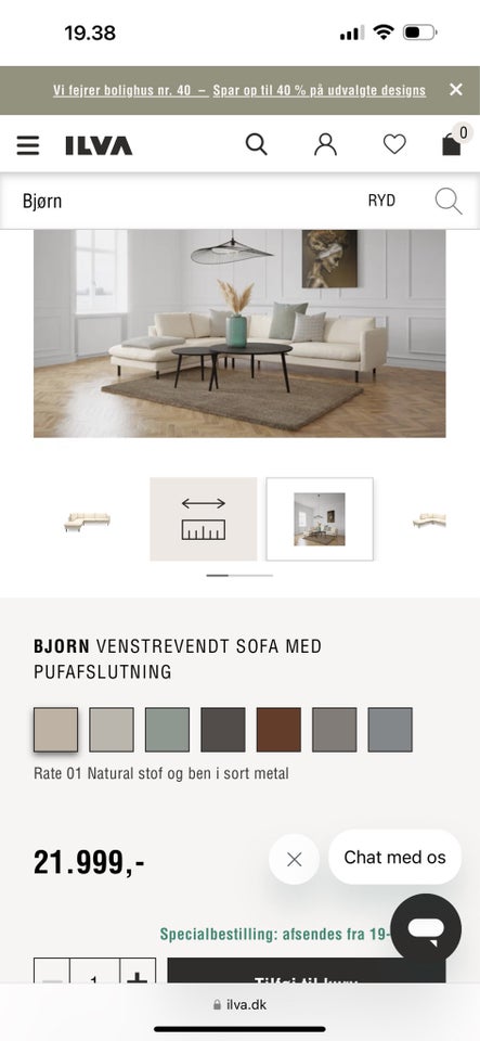 Sofa, stof, Bjorn venstrevendt