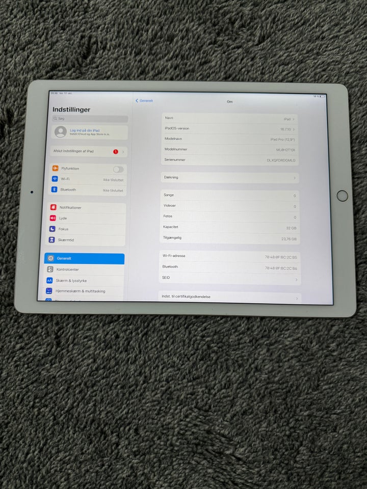 iPad Pro, 32 GB, hvid