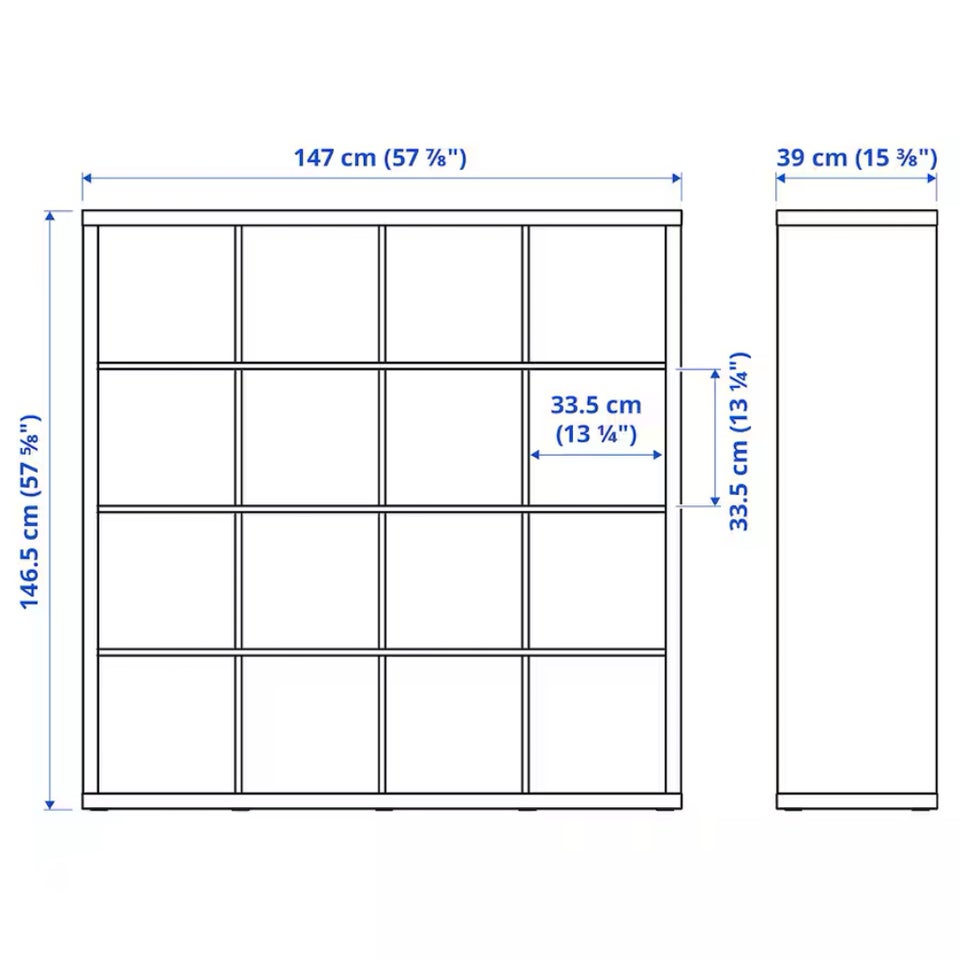 Reolsystem, Kallax, b: 147 d: 39 h: