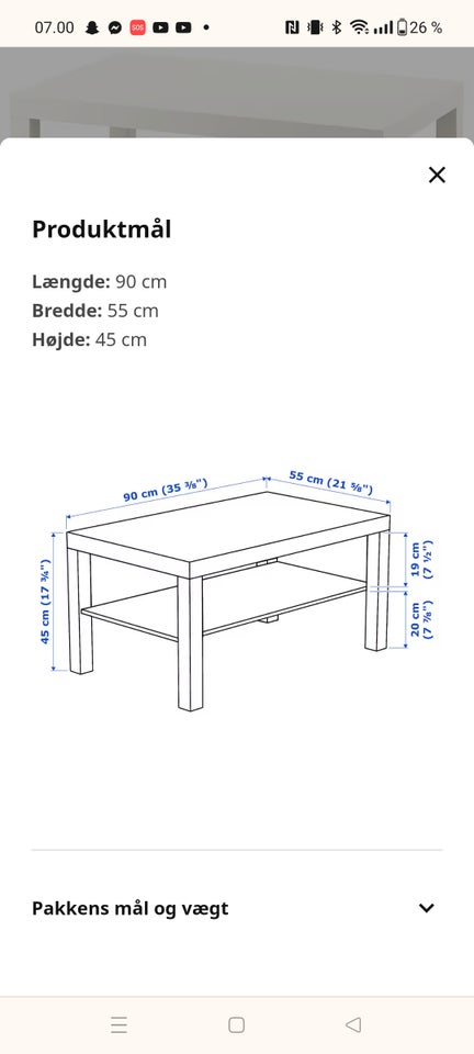 Sofabord IKEA LACK laminat