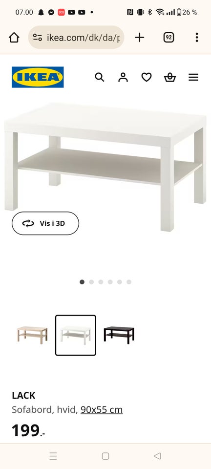 Sofabord IKEA LACK laminat