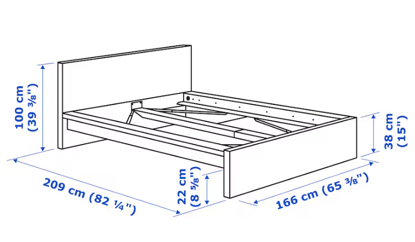 Dobbeltseng, Ikea Malm, b: 166 l: