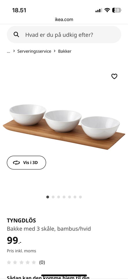 Porcelæn, Bakke med 3 skåle, IKEA