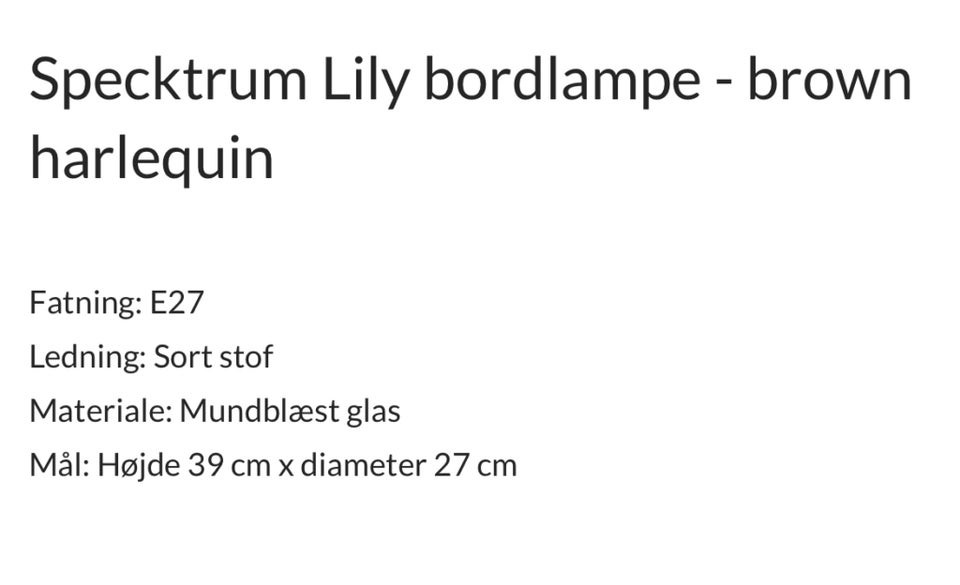 Anden bordlampe, Specktrum