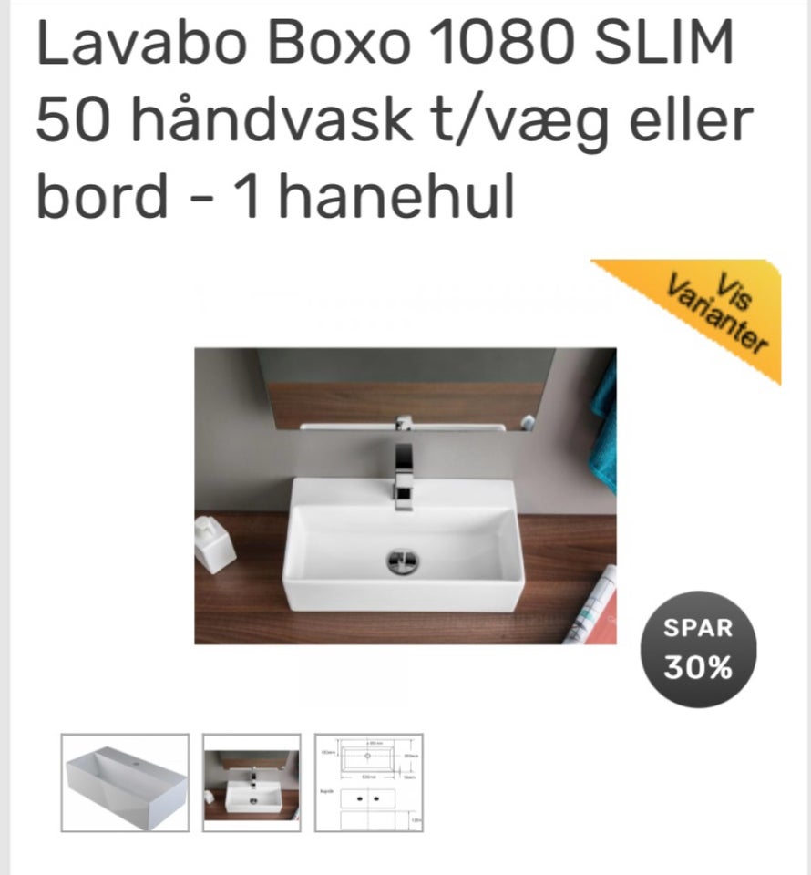 Håndvask, hvid, Lavabo Boxo