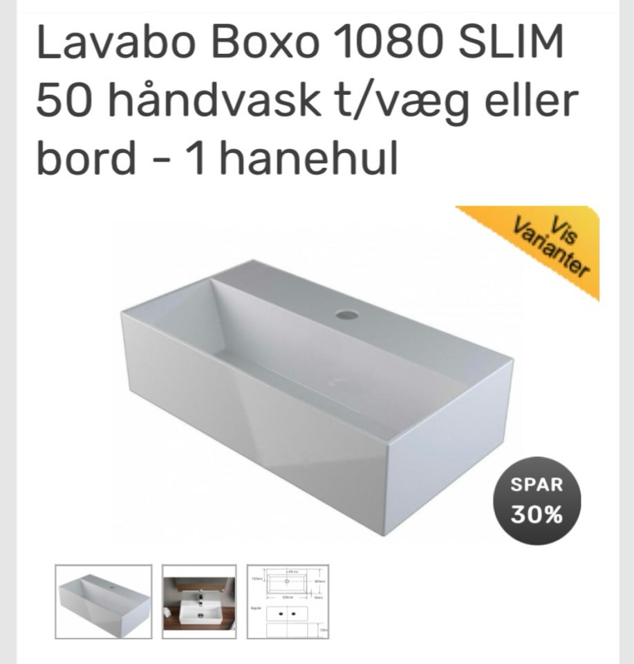 Håndvask, hvid, Lavabo Boxo