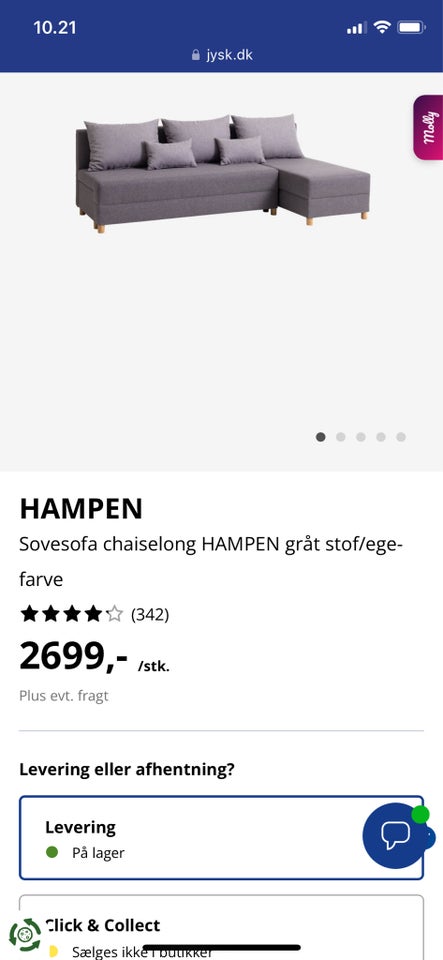 Sovesofa, Hampen fra jysk.dk, b: