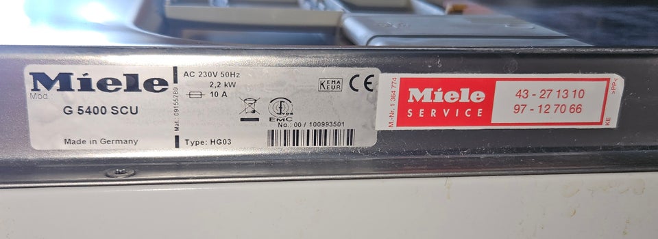 Miele G5400 SCU  fritstående