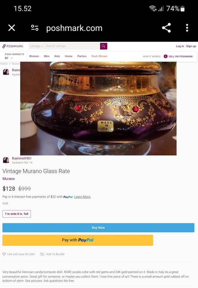 Glas Vintage glasbowle Murano
