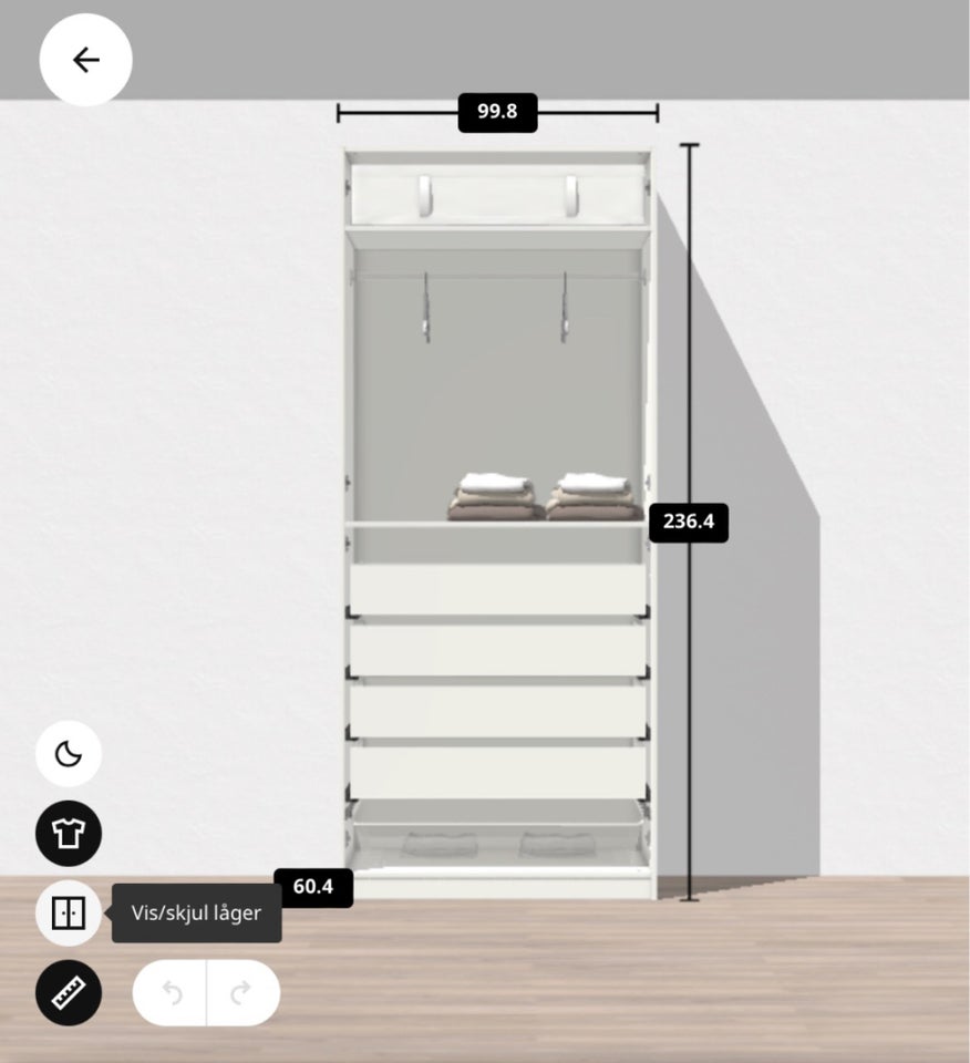 Garderobeskab, Ikea, b: 100 d: 60 h: