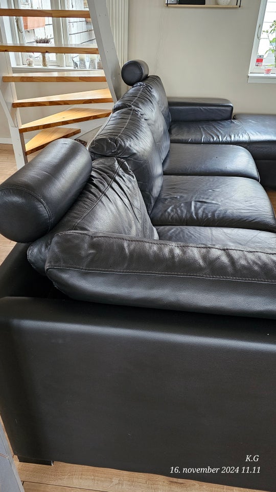 U-sofa, læder, anden størrelse