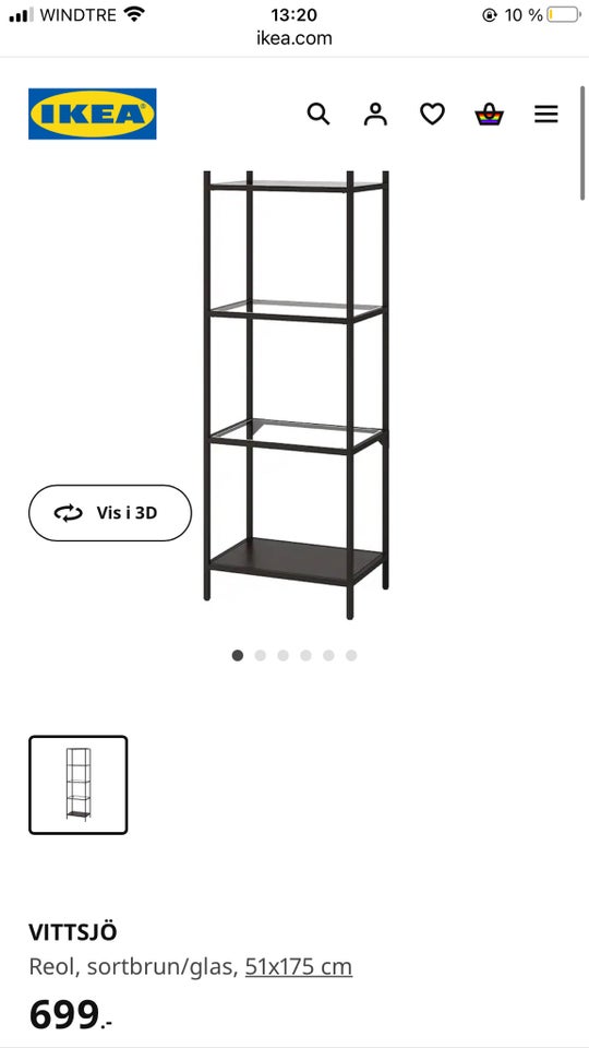 Reol Ikea Vittsjö b: 51 d: 36 h: 175