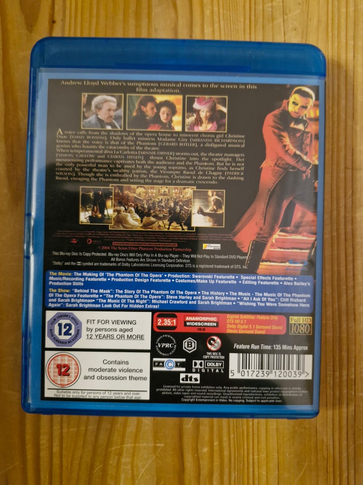 The Phantom of the Opera, Blu-ray,