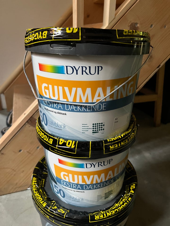 2 x Dyrup hvid gulvmaling 4,5l,