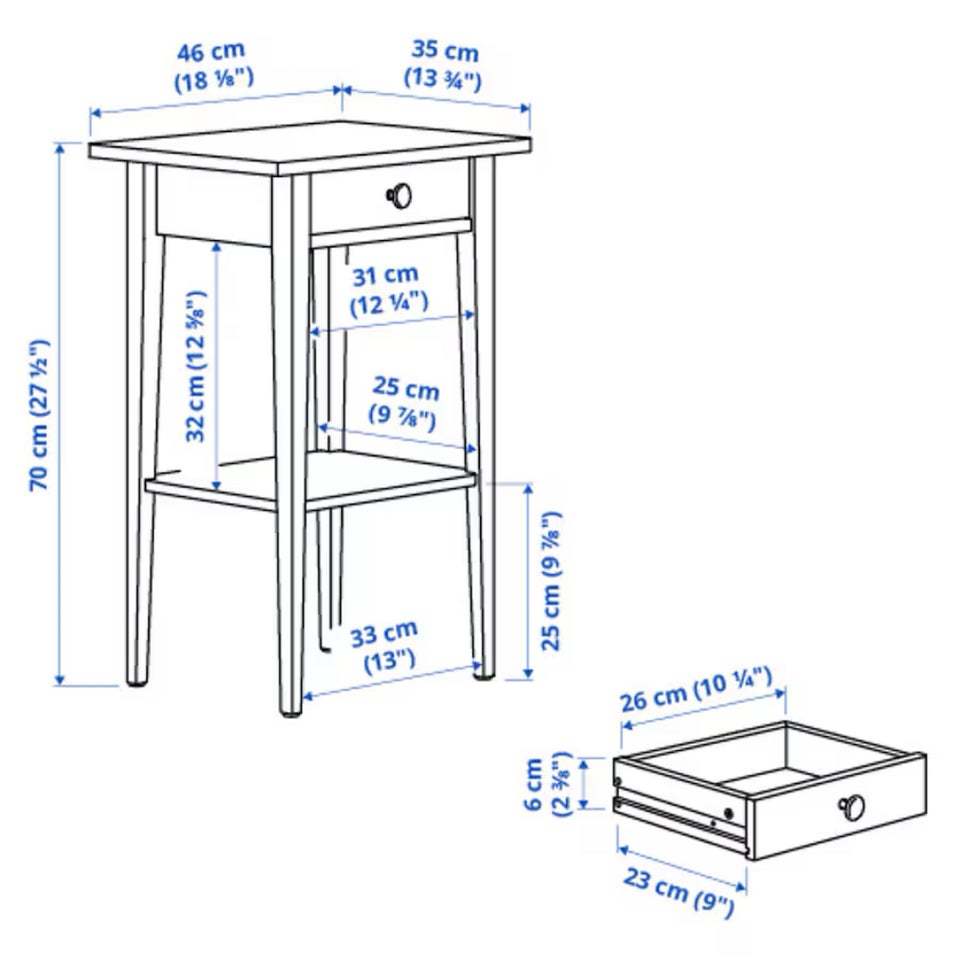 Sengebord, Ikea Hemnes