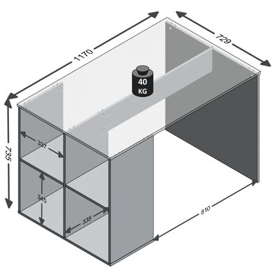 Skrive-/computerbord, VidaXL, b: