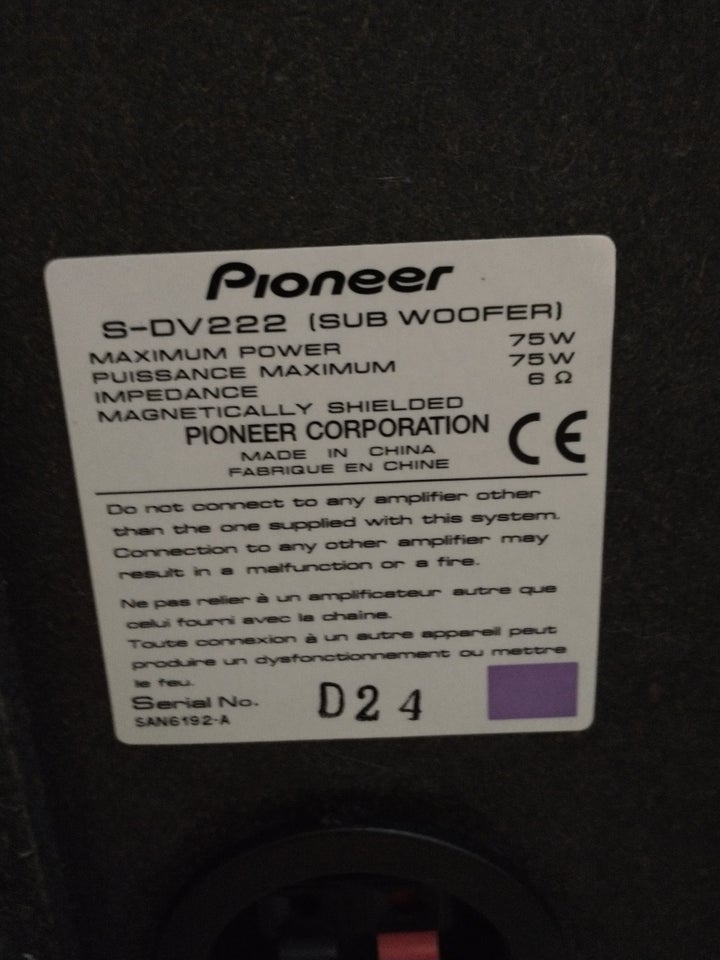 Højttaler, Pioneer, S-DV222