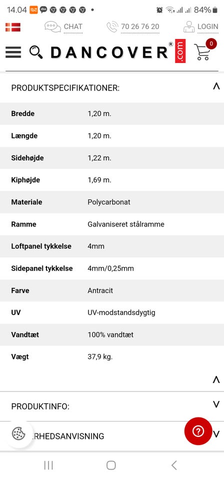 Drivhus b: 120 l: 120 h: 169