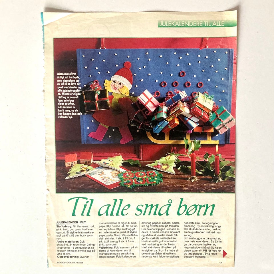 Filt, mønster, Julekalender -