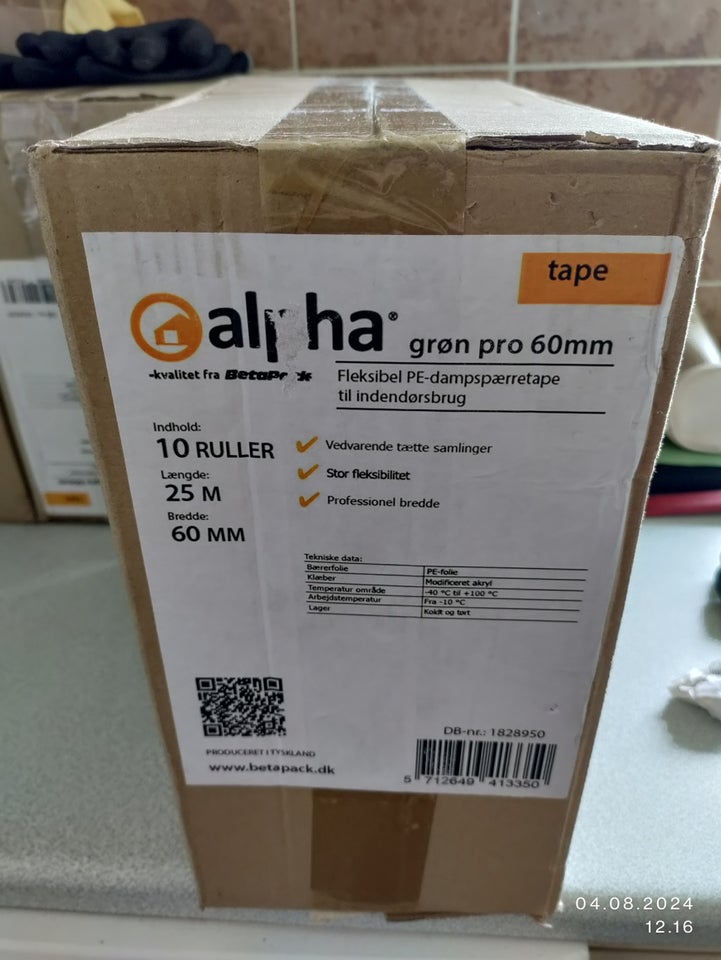 Alpha dampspærretape grøn pro 60mm