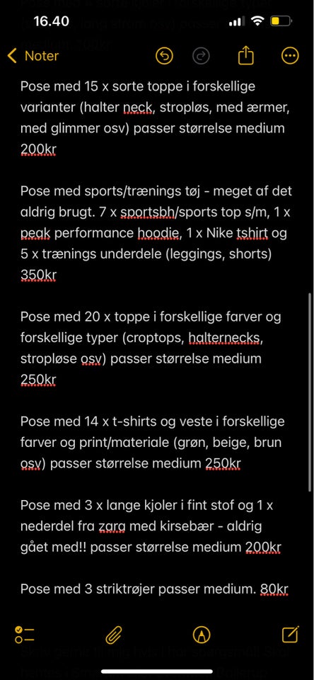 Andet, Forskellige poser med tøj,