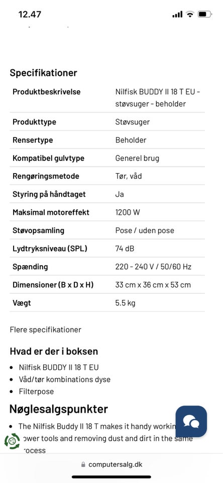 Støvsuger, Nilfisk Buddy II 18T