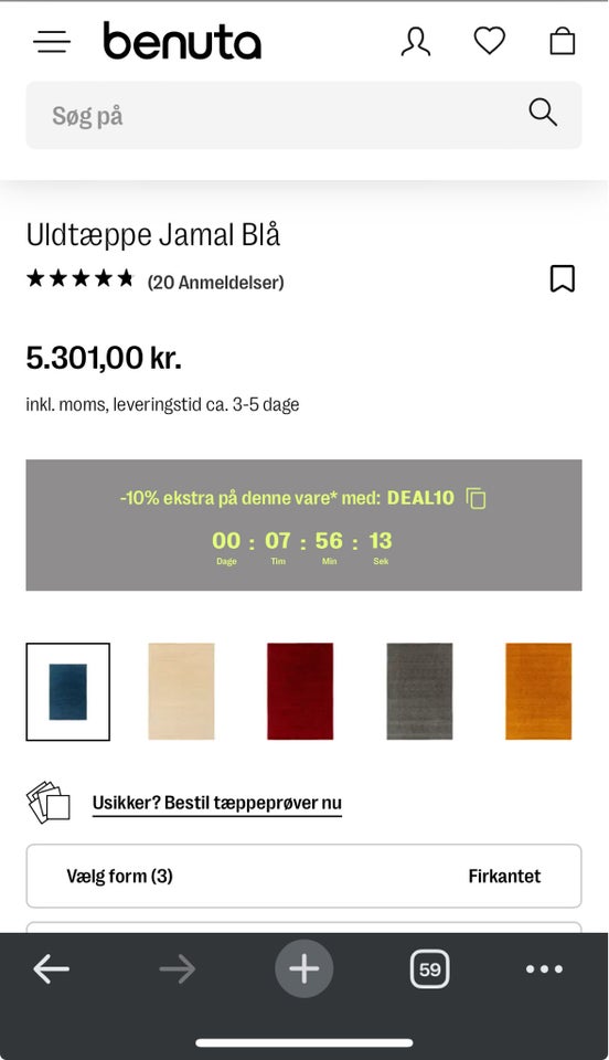 Gulvtæppe, Uld, b: 200 l: 300